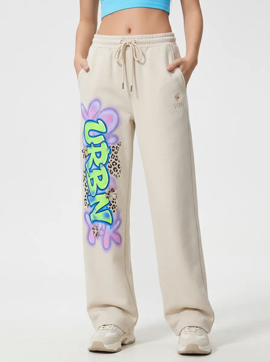 Women's Streetwear Urban Graffiti Leopard Flower Printed Sweatpants