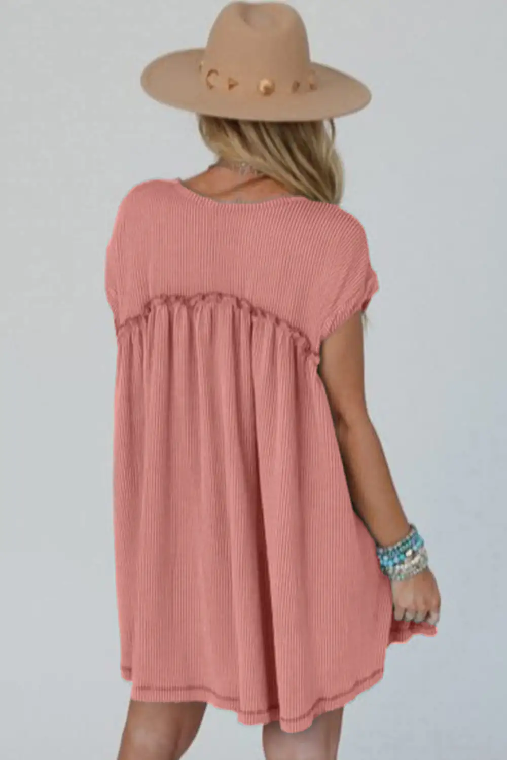 Knit Textured Pocket Detail Mini Dress