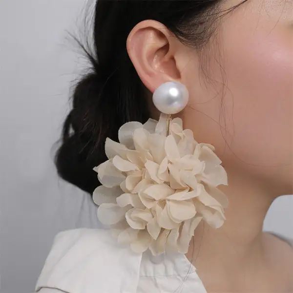 Bohemian Floral Pearl Statement Earrings
