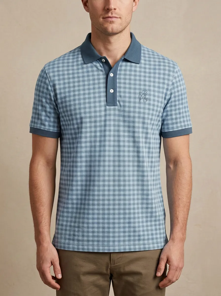 Outdoor-Inspired Leaf-Pattern Embroidered Men's Polo Shirt