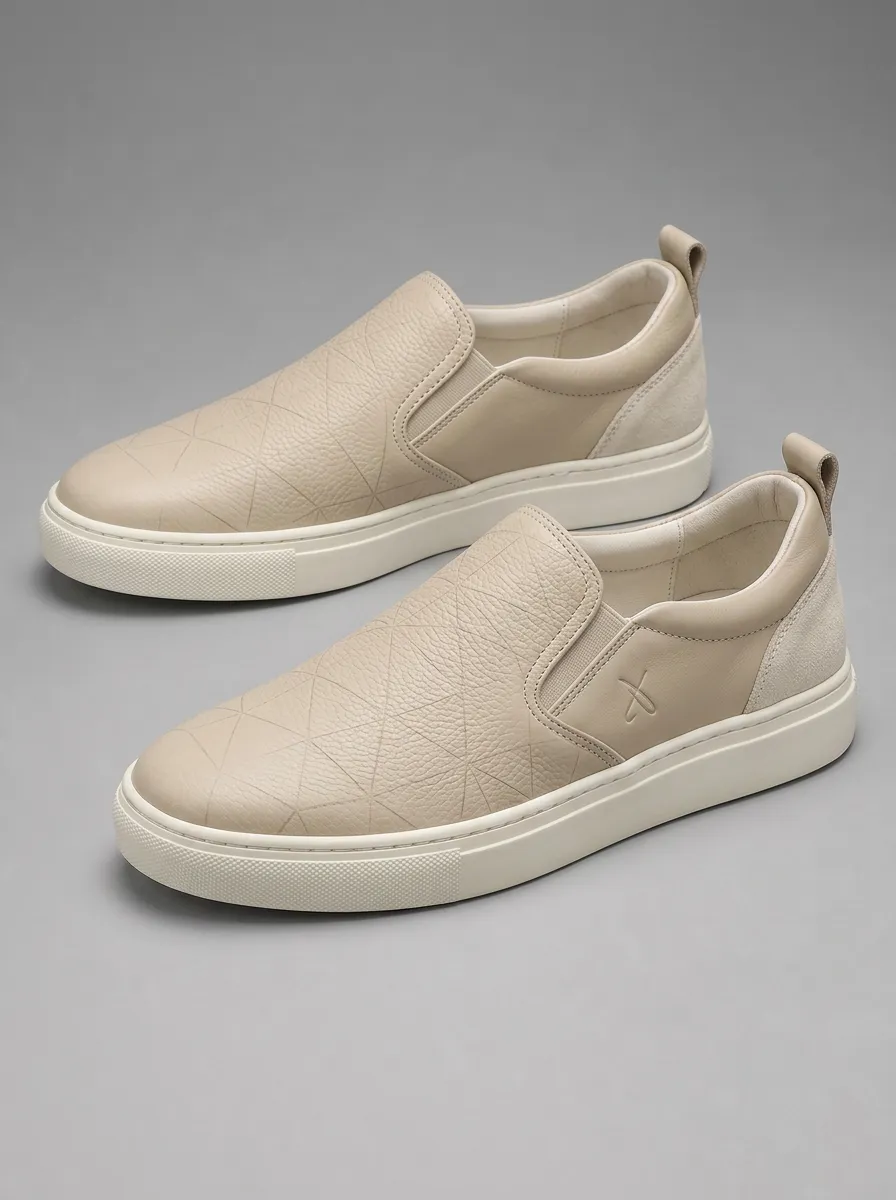 Men's Minimalist Geometric Pattern Embossed Printed Slip-on Shoes