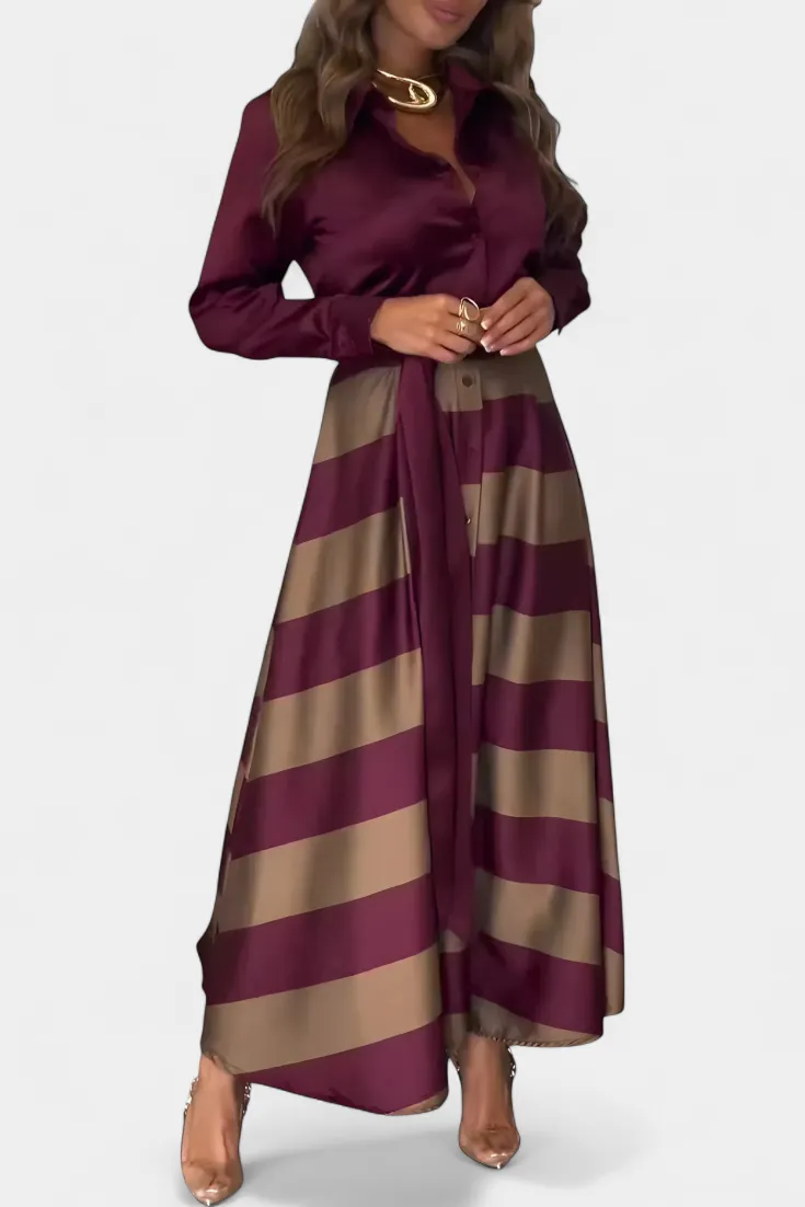 Shirt-Style Striped Casual Dress