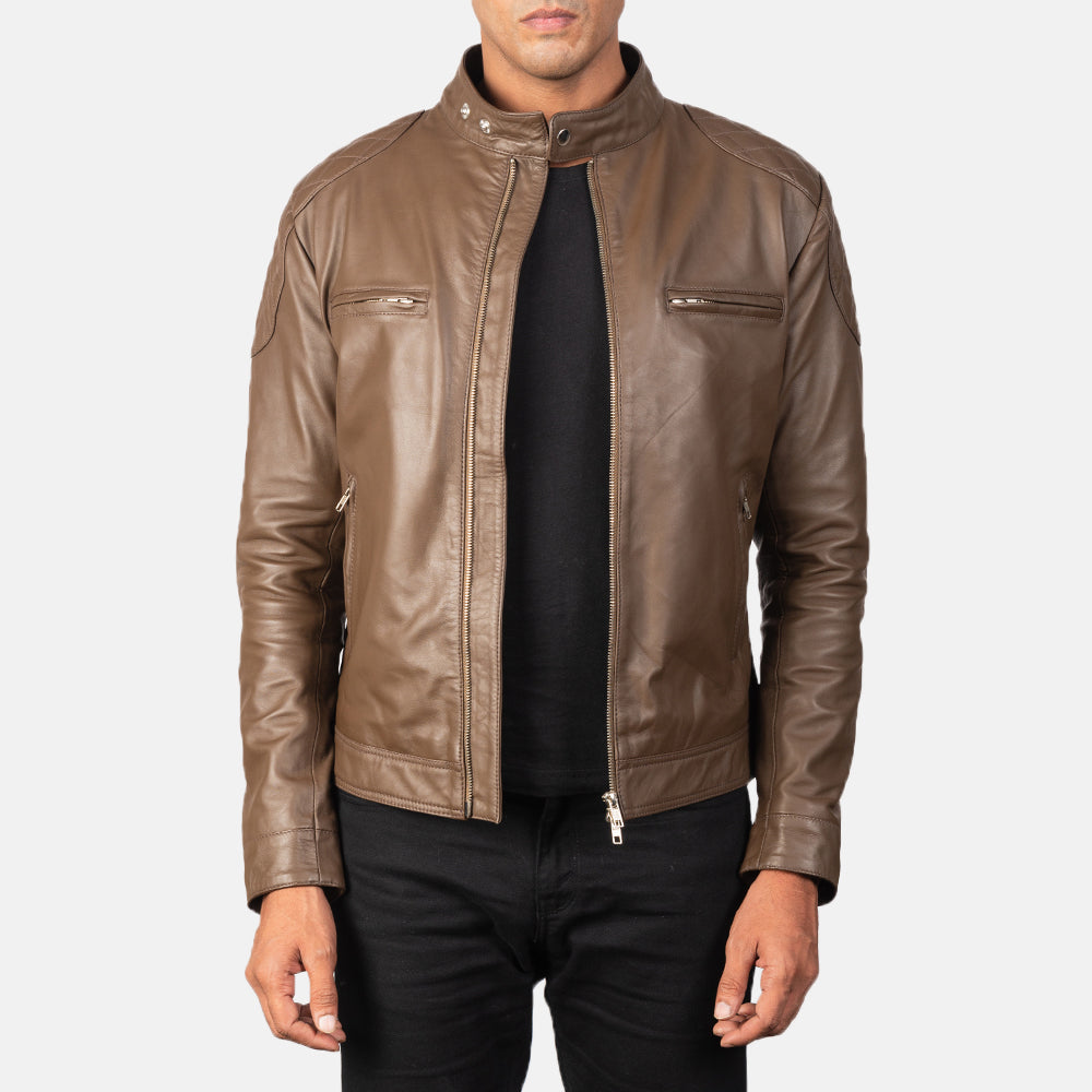 Men's Rugged Field Style Biker Leather Jacket