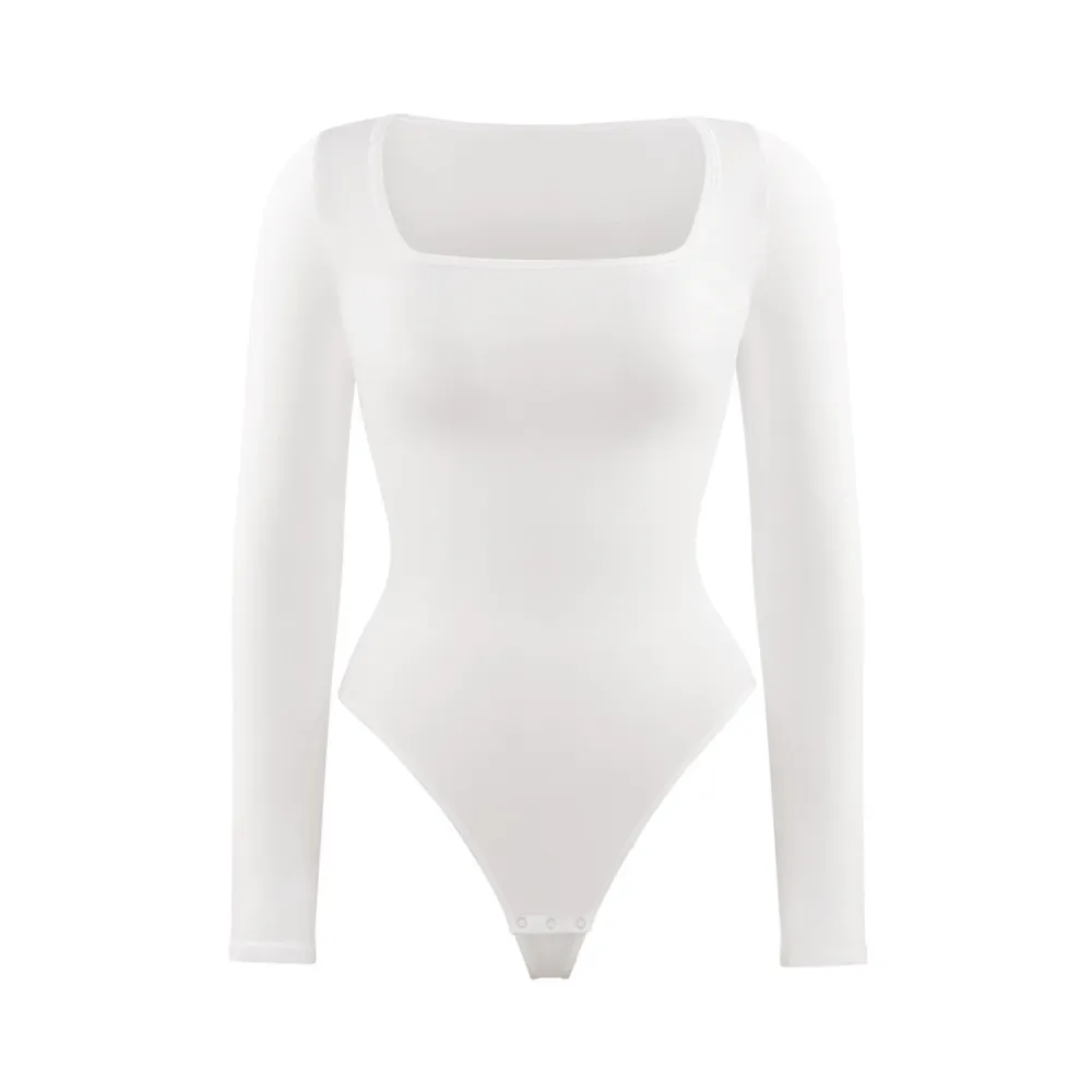 Square Neck Long Sleeve Shaping Bodysuit