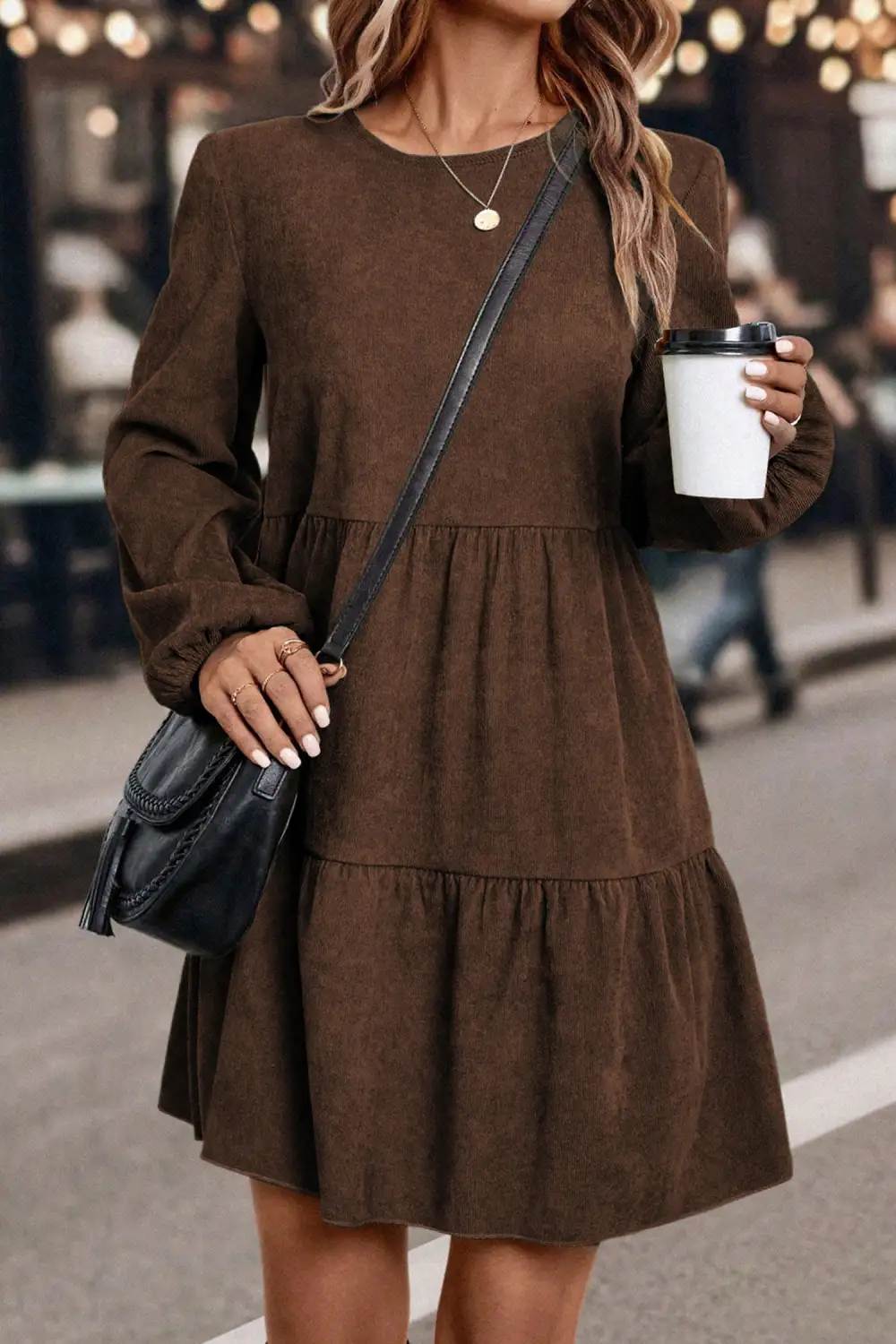 Balanced Tiered Tie Detail Mini Dress