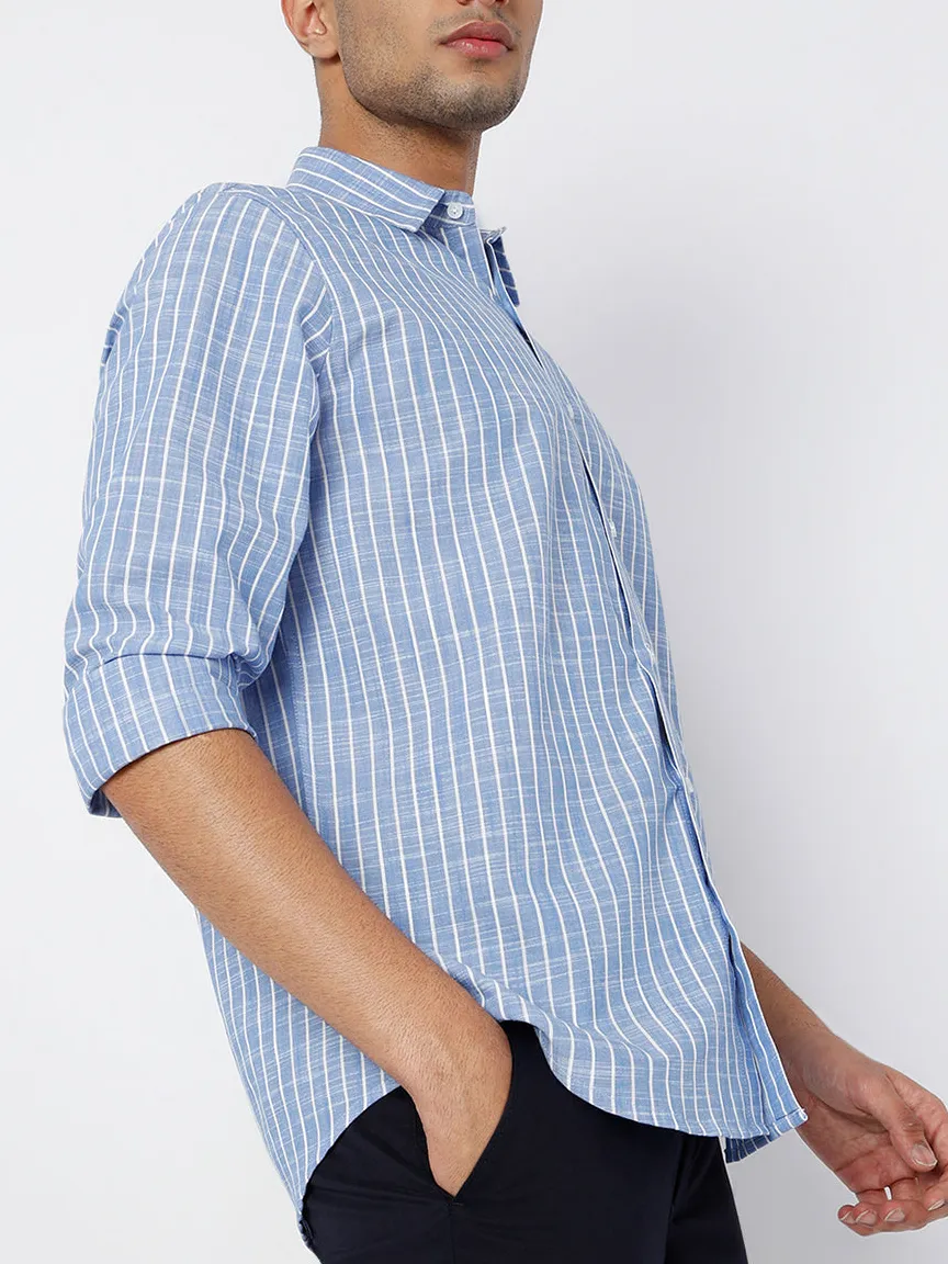 Easygoing Striped Slim Fit Linen Men's Formal Shirt