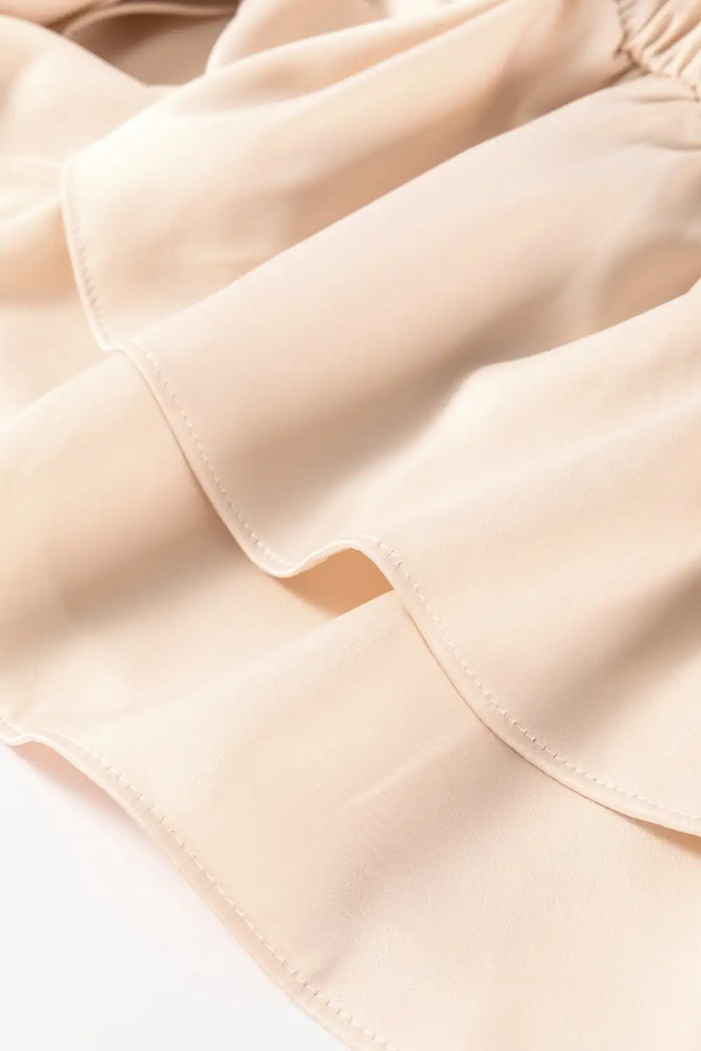 Oatmeal Lace-Up Keyhole Back Ruffled Peplum Blouse