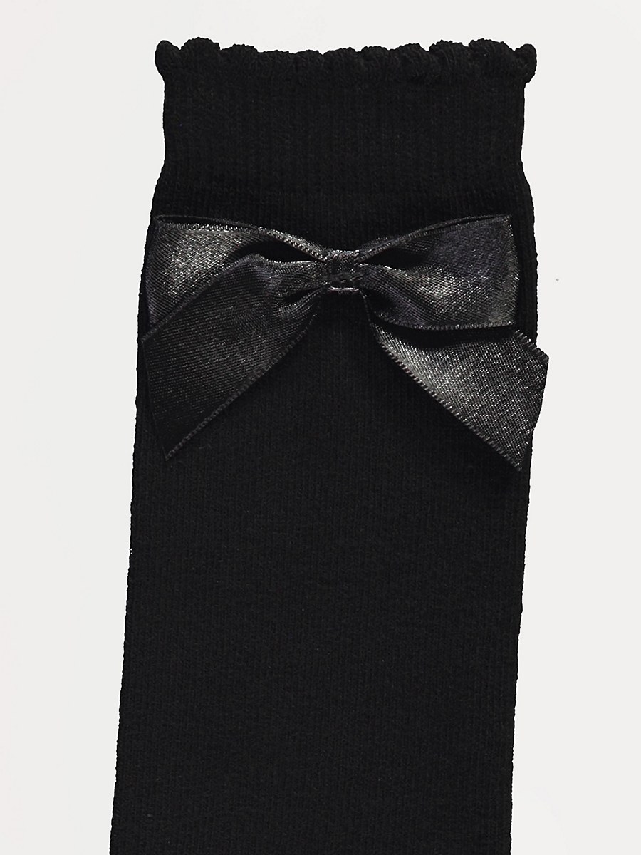 Black Bow Cotton Rich Knee High Socks 3 Pack detail 1