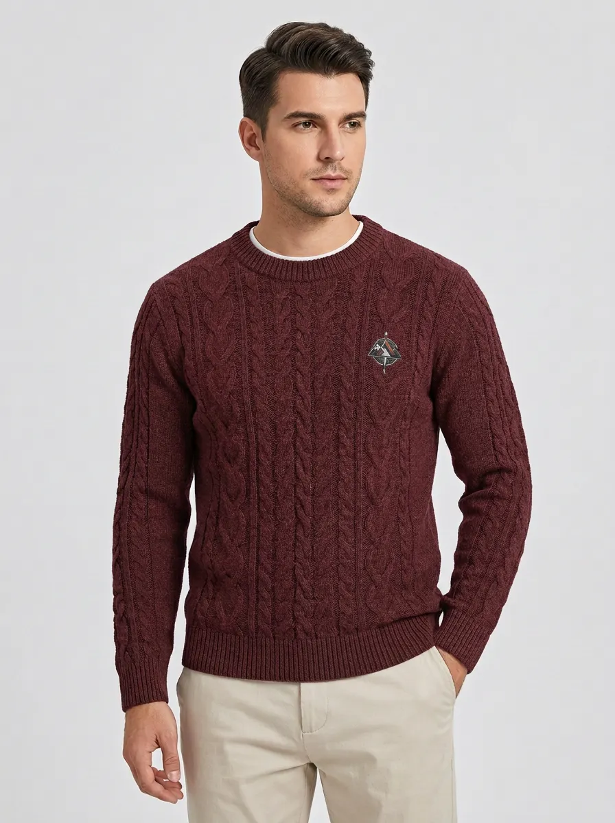Men's Charcoal Grey Outdoor Mountain Compass Knit Sweater