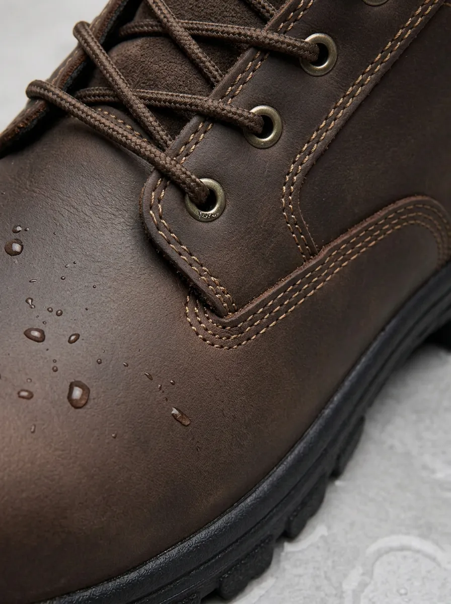 Men's Waterproof Brown Leather Outdoor Printed Work Boots