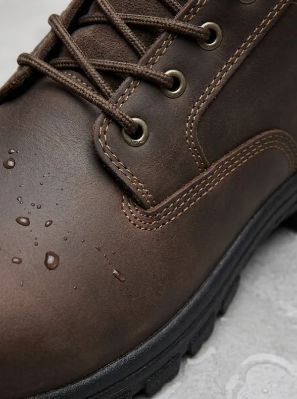Men's Waterproof Brown Leather Outdoor Printed Work Boots