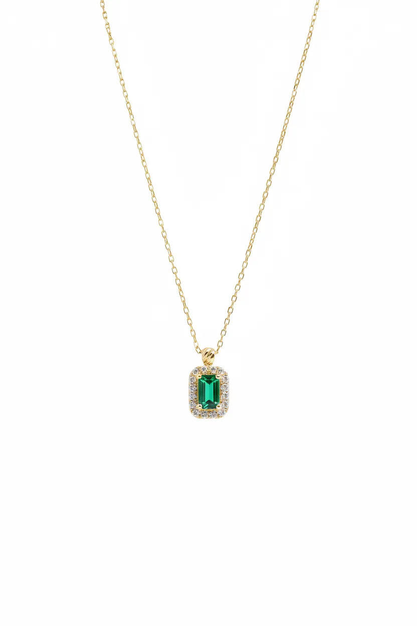 Everyday Emerald Cut Solitaire Emerald Necklace