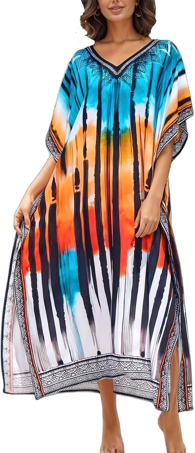 Women's Plus Size Beach Lounge Kaftan Maxi Dress swimsuit coverup for women
