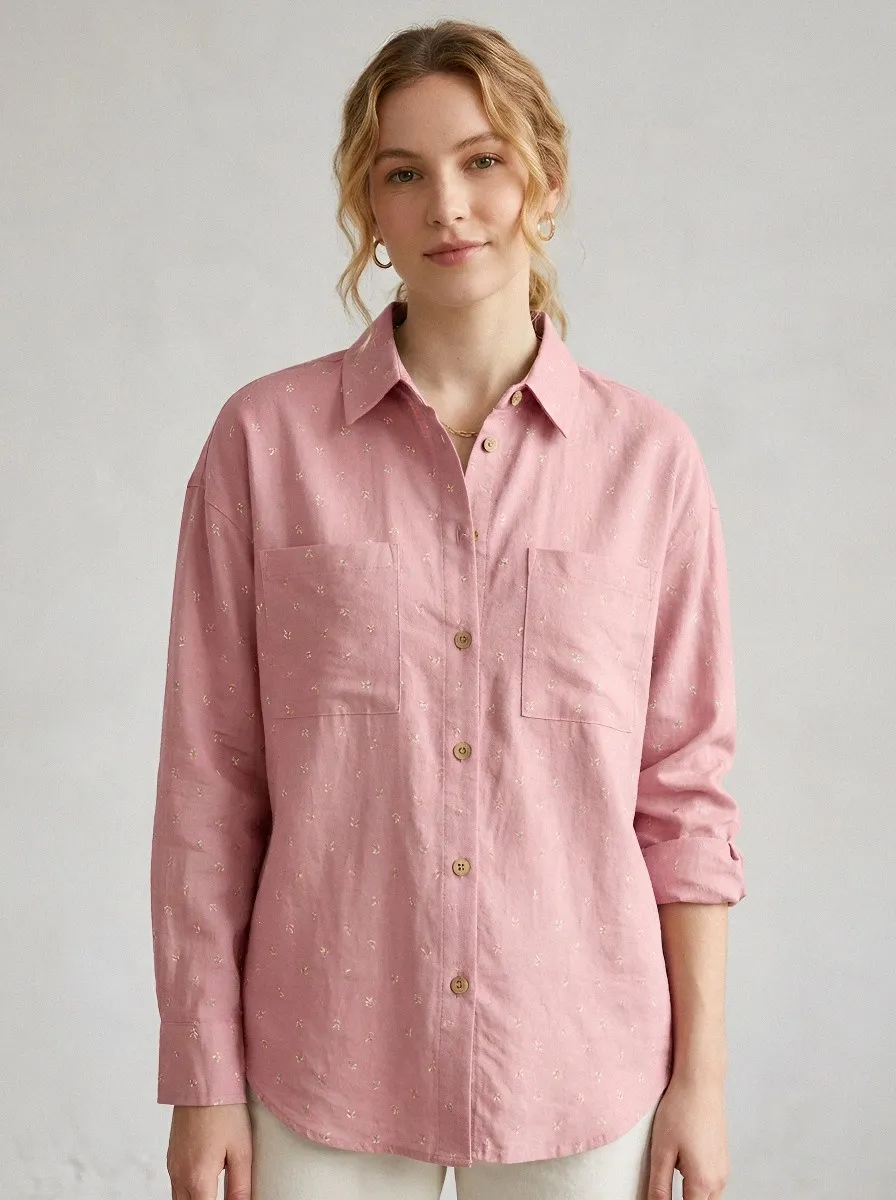 Women's Floral Print Button-Down Shirt