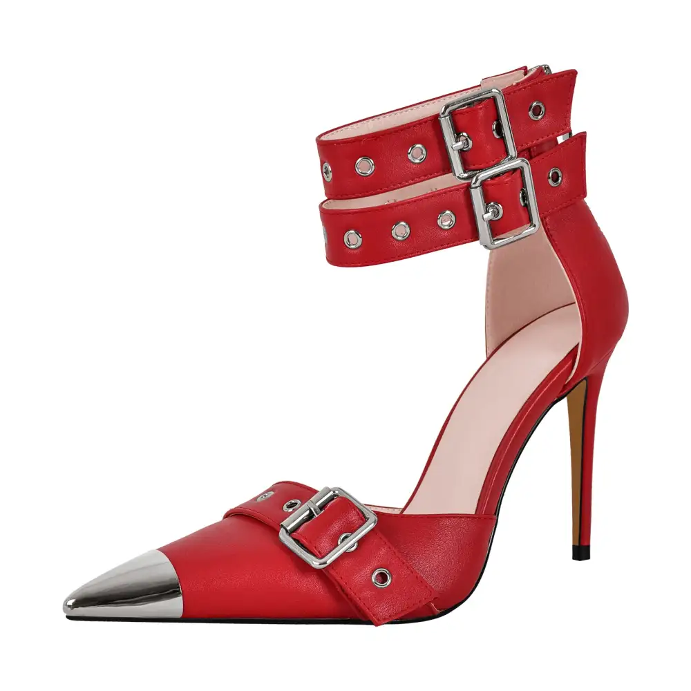 Modern Pointed Toe Stiletto Ankle Strap Pumps