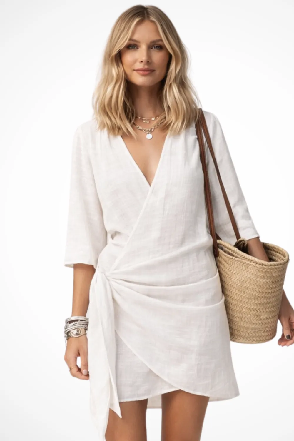  Wrap Mini Dress Tie Waist