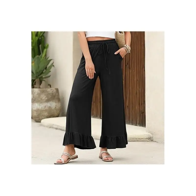 Women's Flared Cropped Loose Fit Pants