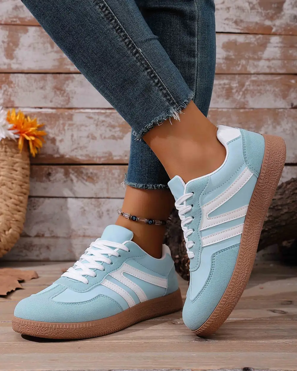 Striped Patchwork Casual Sneakers