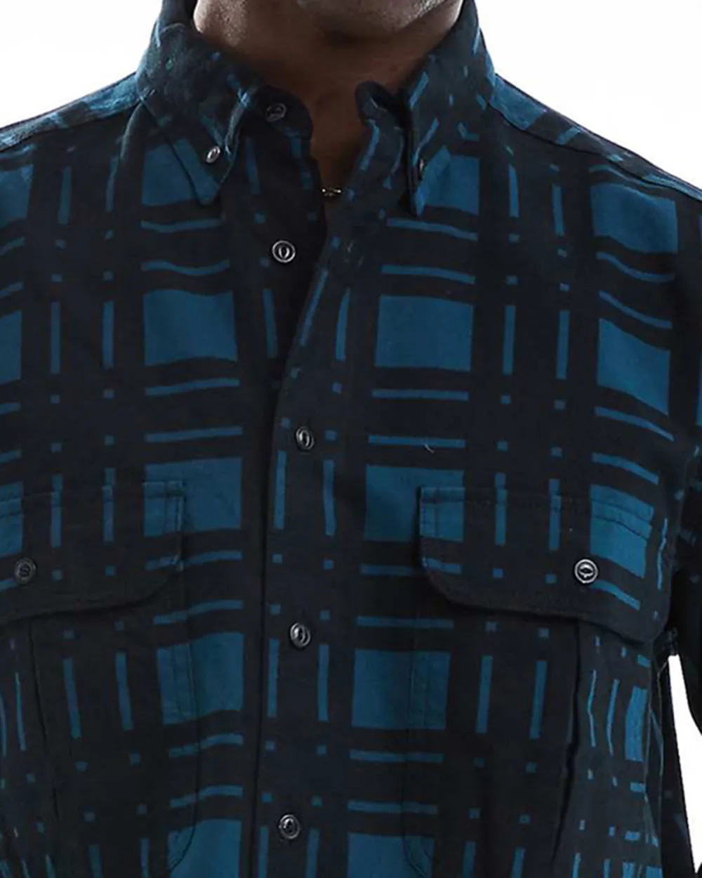 Relaxed Fit Check Print Flannel Shirt In Black