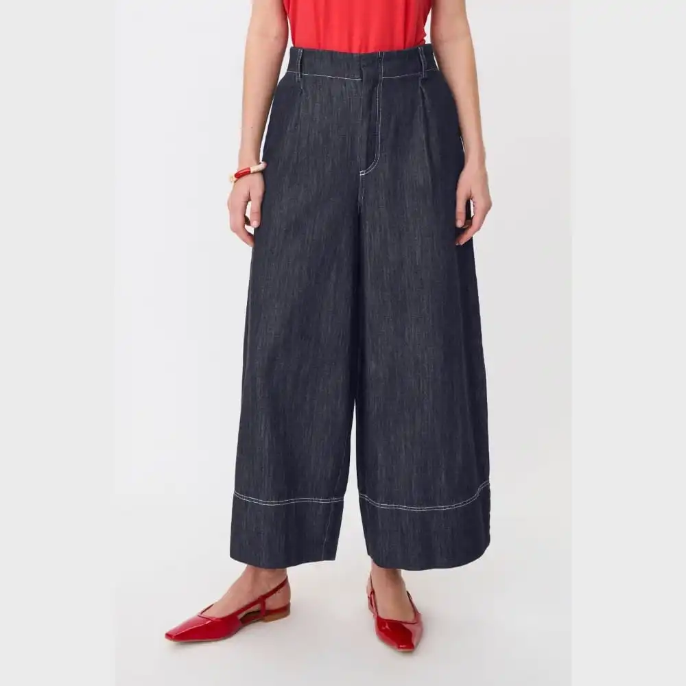Cropped Wide-Leg Relaxed Women's Trousers