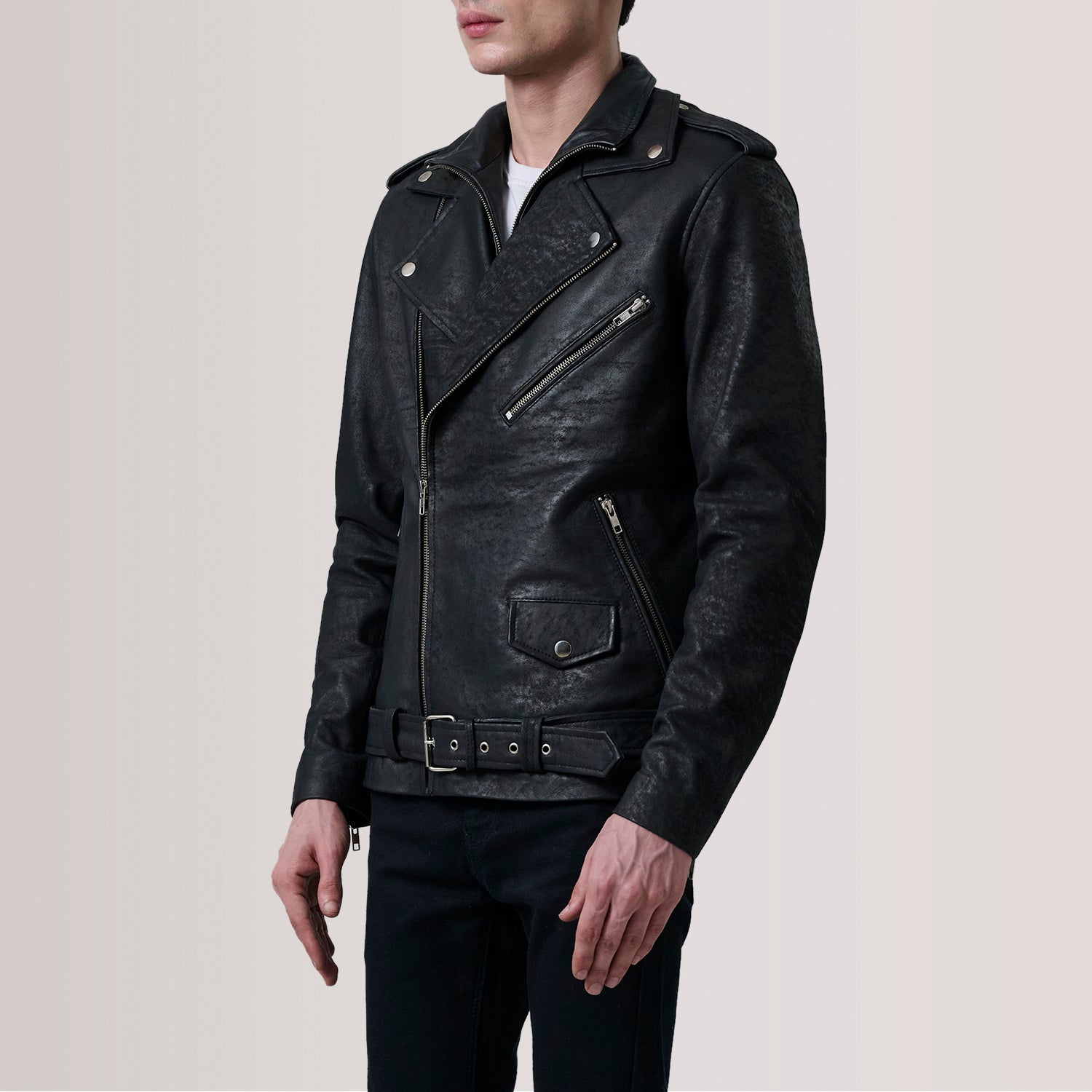 Men's Leather Distressed Jacket