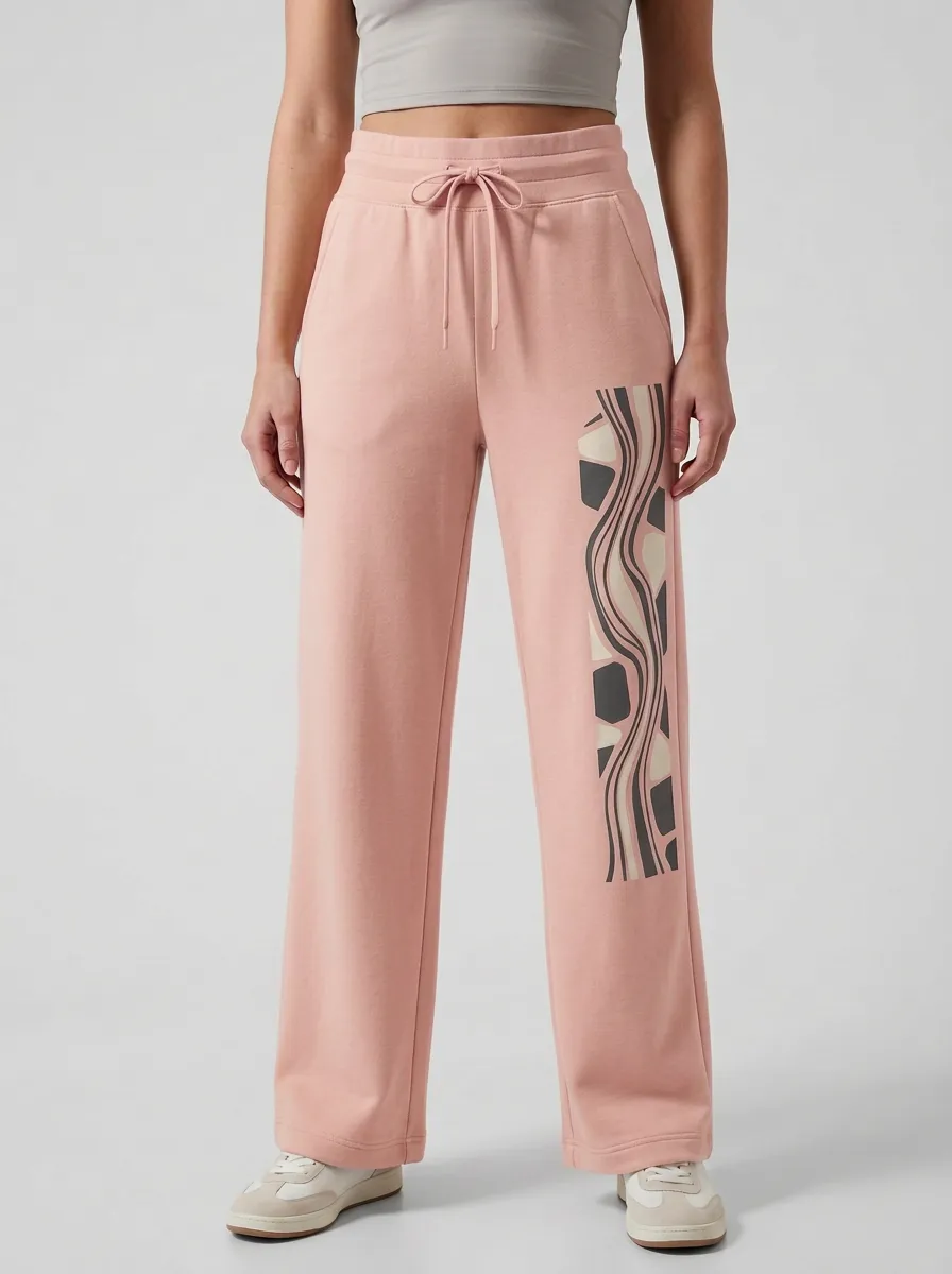Women's Minimalist Abstract Wavy Graphic Sweatpants