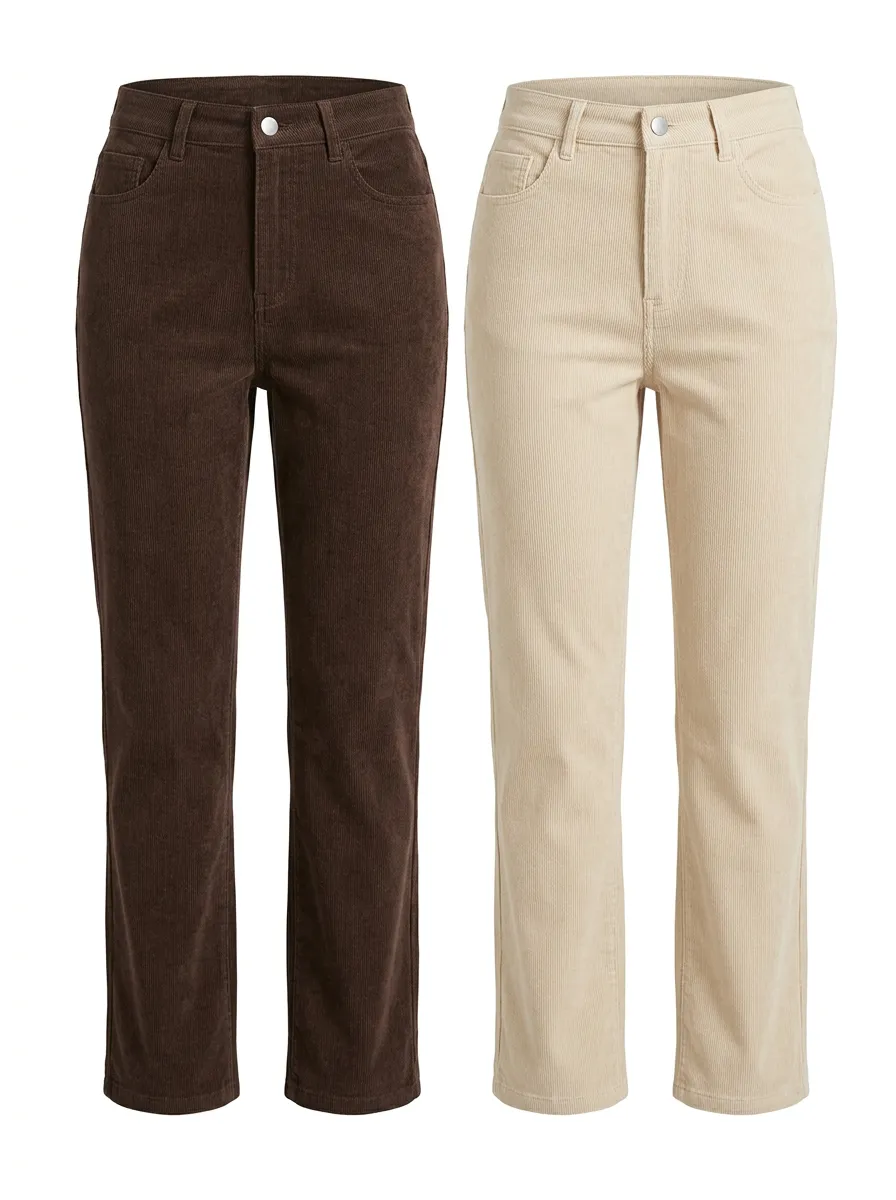 Straight Leg Pocket Detail Corduroy Women's Two Pack Straight Leg Corduroy Pants