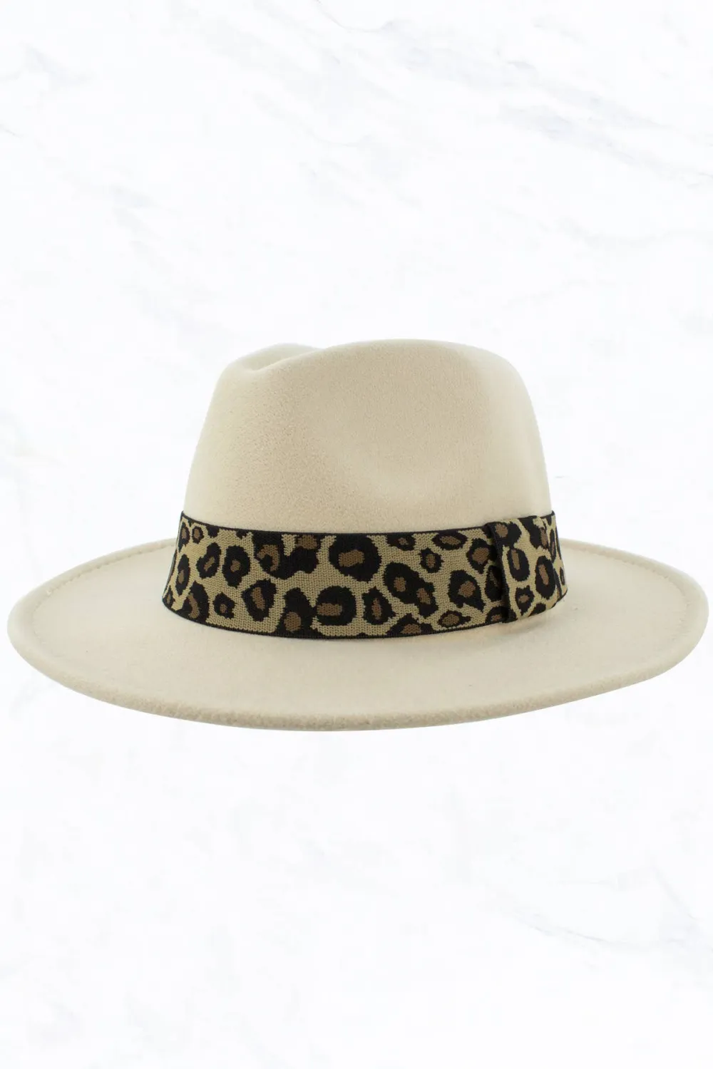 Retro Flat Big Brim Fedora Jazz Hat Wide Leopard Belt