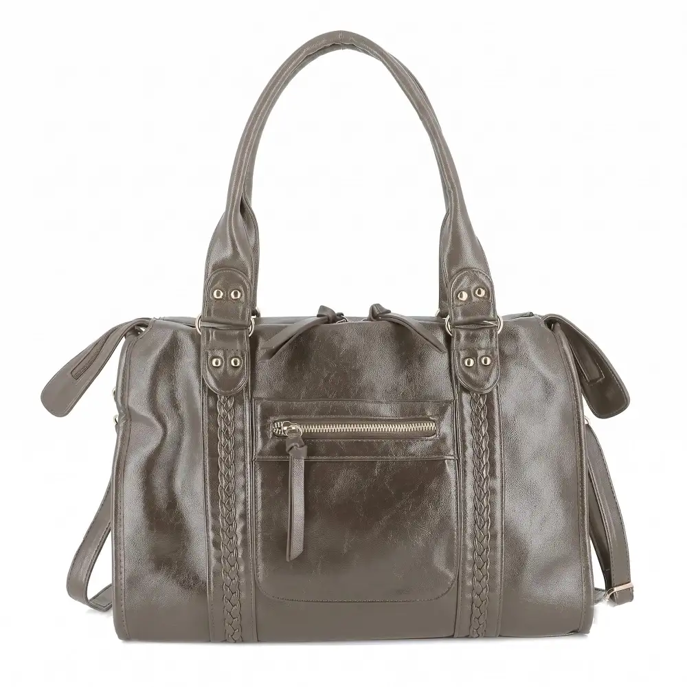 Modern Faux Leather Top Handle Spacious Tote Bag