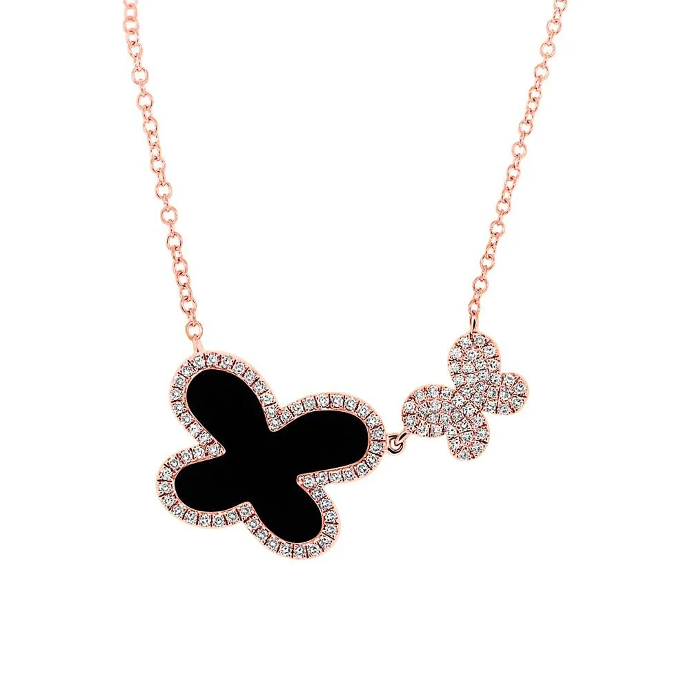 Double Diamond Onyx Necklace