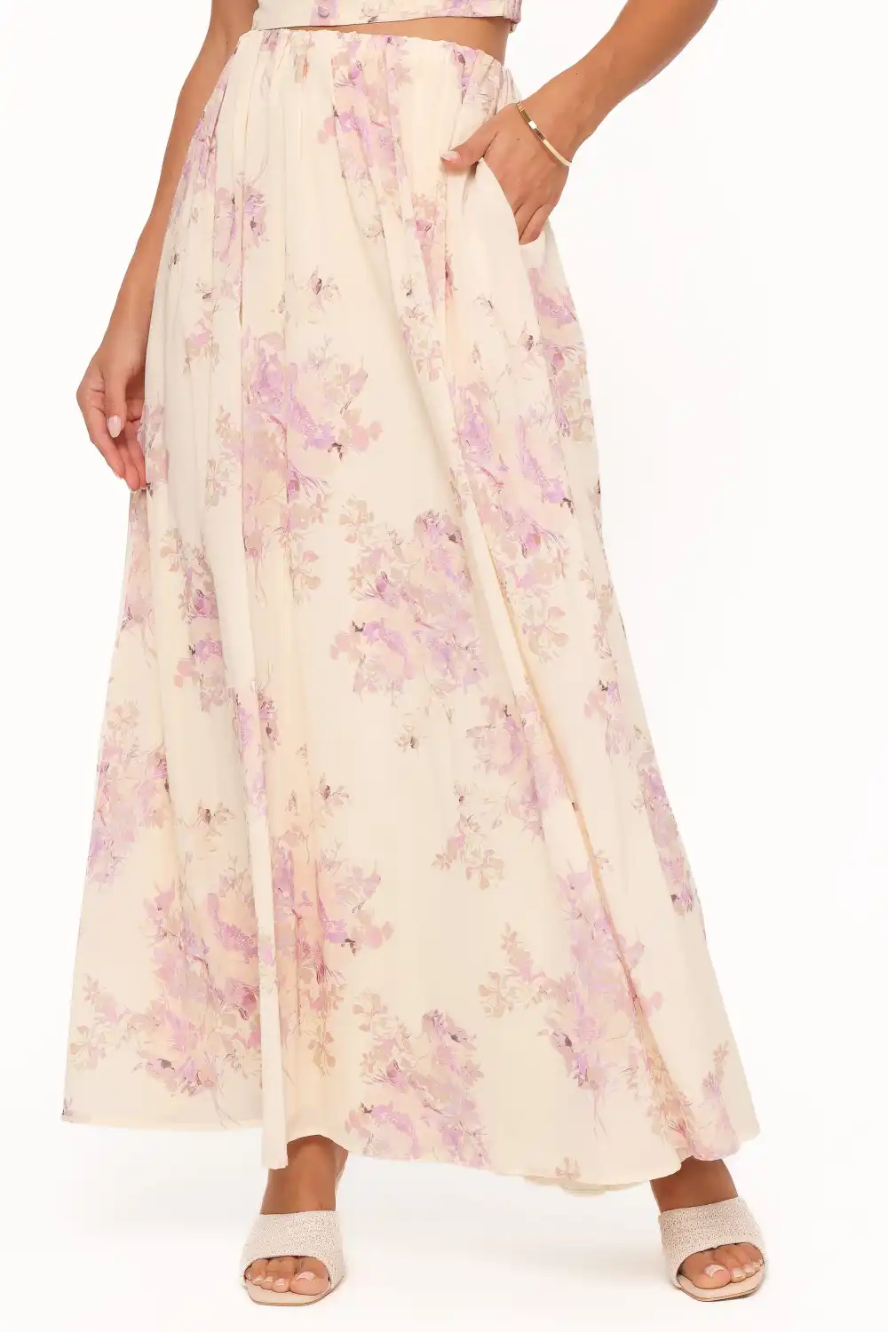 Floral High Rise A-Line Maxi Skirt