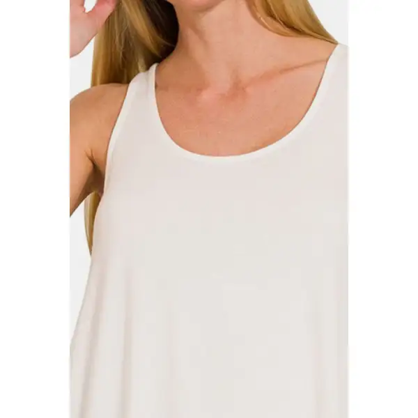 Round Neck Flowy Hem Tank