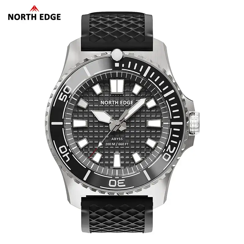 North Edge Solar Powered 200M Waterproof Ceramic Bezel Dive Watch ABYSS-Never needs a battery replacement
