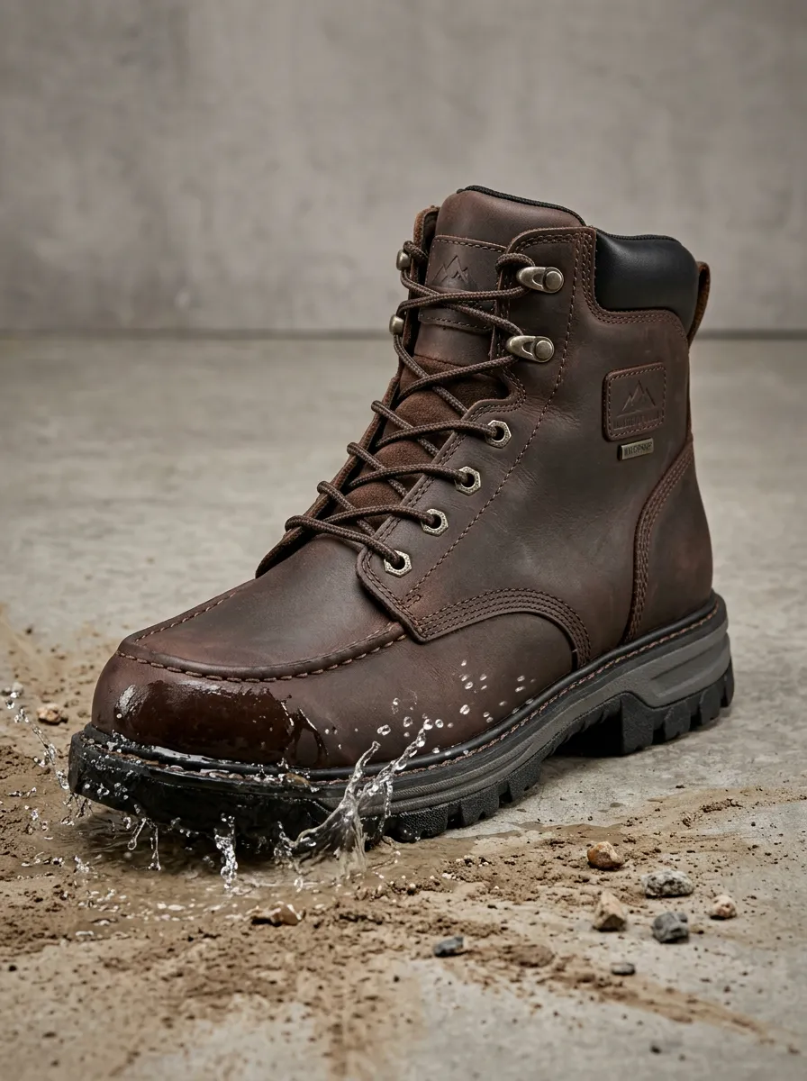 Unisex Outdoor Adventure Brown Leather Waterproof Work Boots