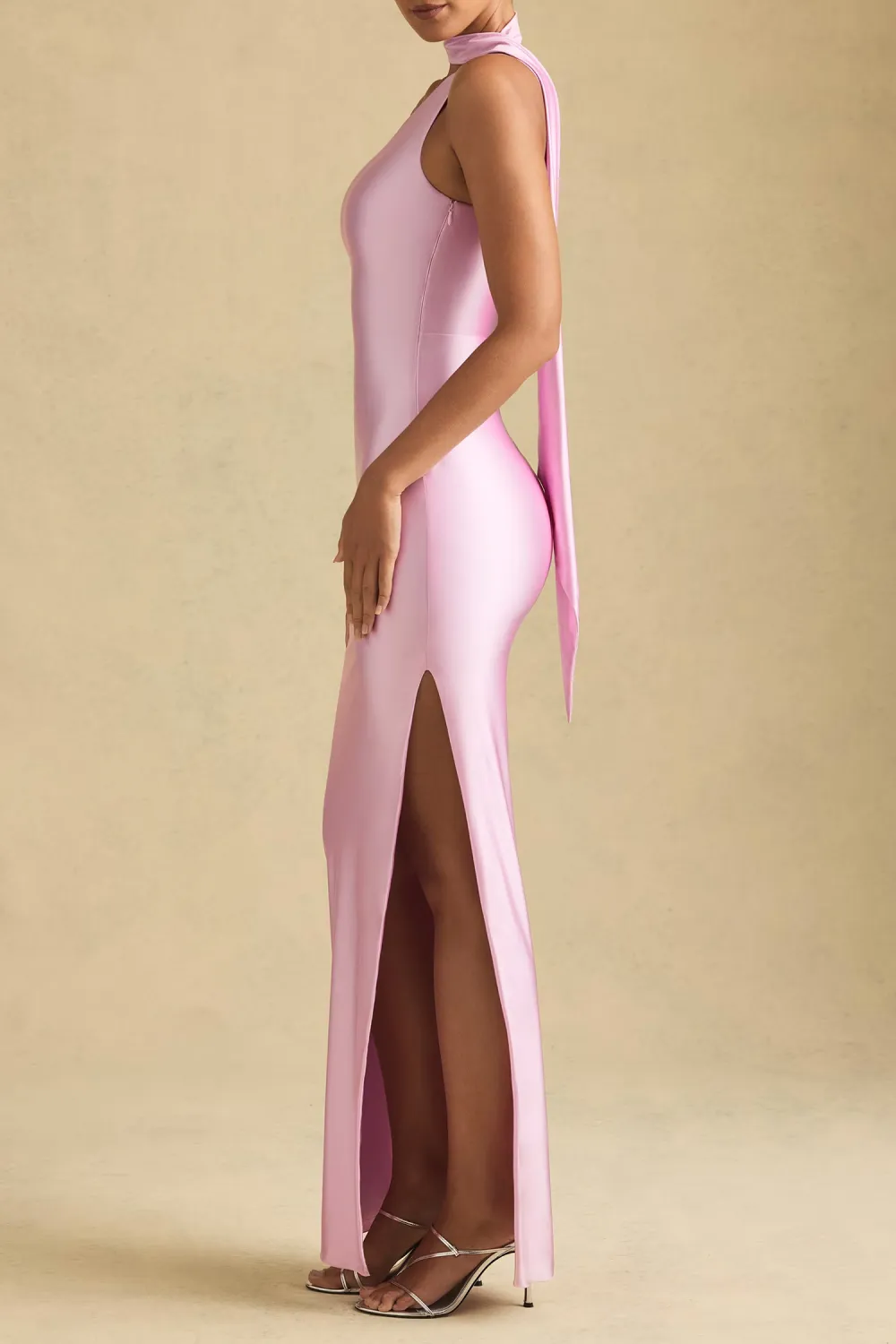 Elegant High-Shine Satin Long Dress For Women