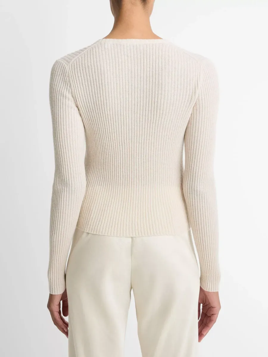 Ribbed Round Neck Cardigan