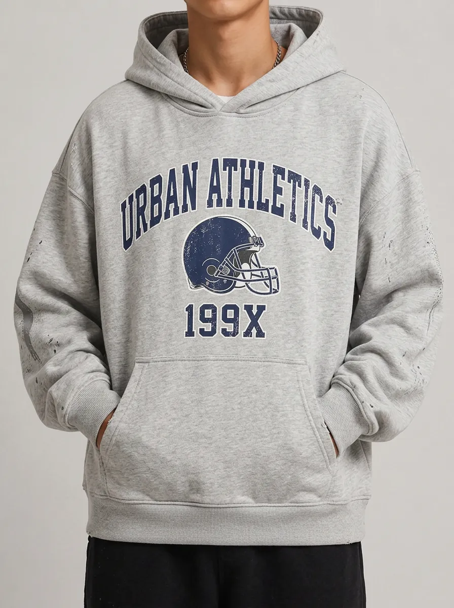 Men's Urban Athletics Football Helmet 199X Printed Hoodie