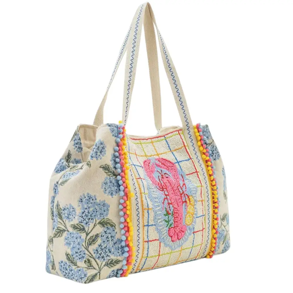 New England Lobster Beaded Oversized Tote