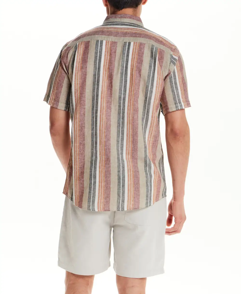 Men's Relaxed Regular Fit Striped Linen Shirt