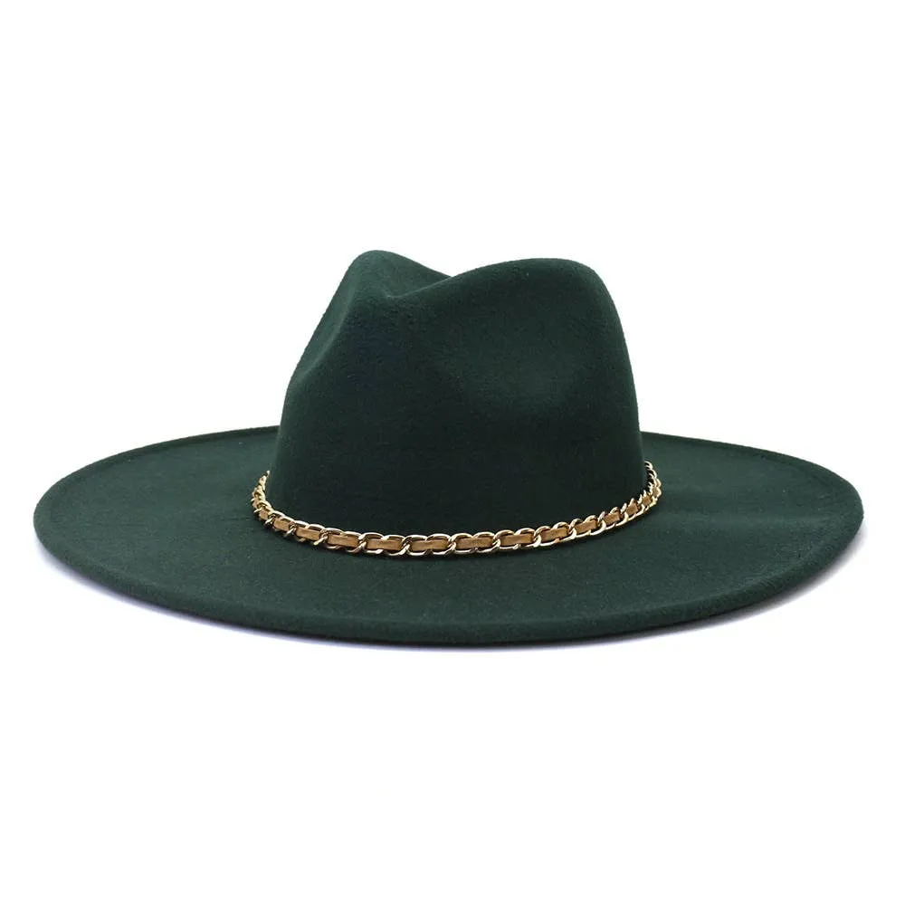Camel Chain Big Brim Peach Heart Top Hat