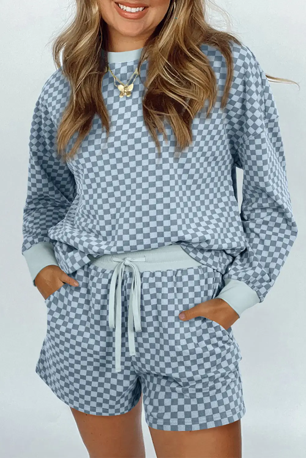 Long Sleeve Relaxed Shorts Lounge Set Layer