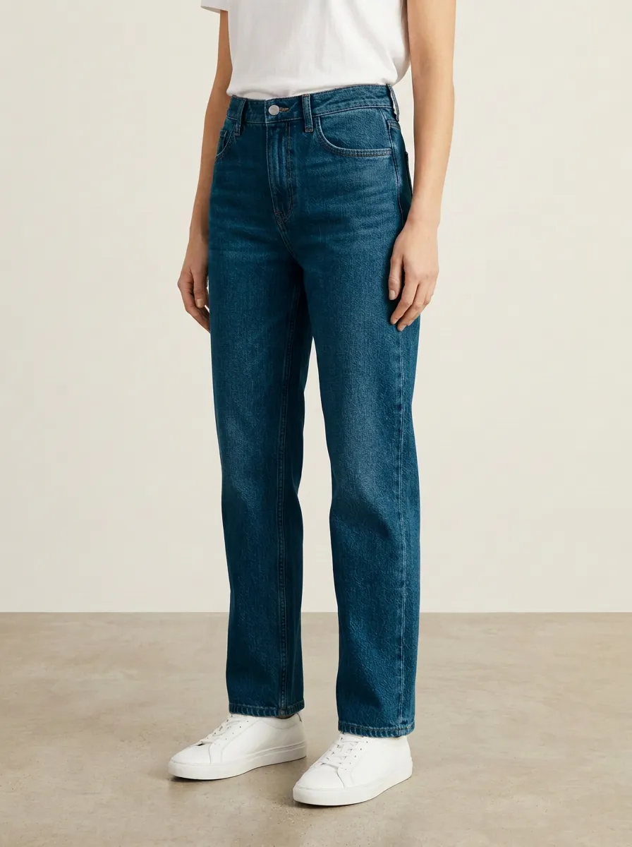 Straight-Leg High-Rise Denim Casual Denim Jeans