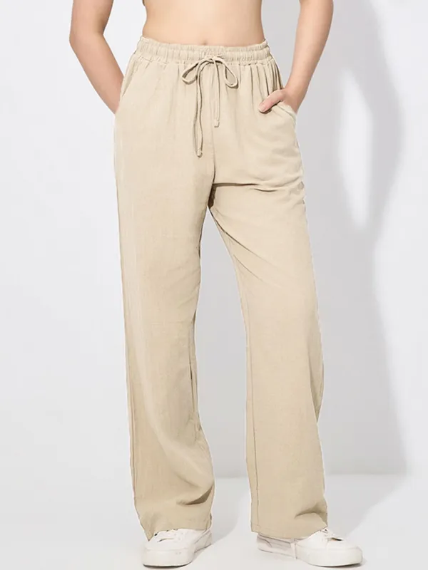 Lightweight Drawstring Wide Leg Pants