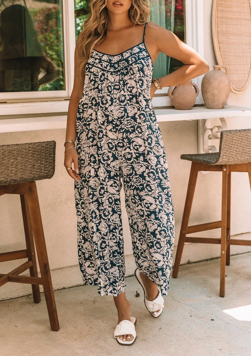 Floral Spaghetti Strap Jumpsuit