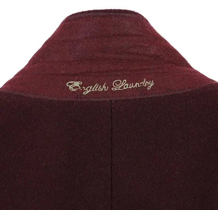 Burgundy Slim Fit Wool Notch Lapel Long Sleeve Overcoat