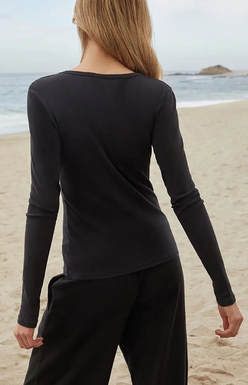 John Galt Black Leah Long Sleeve Top
