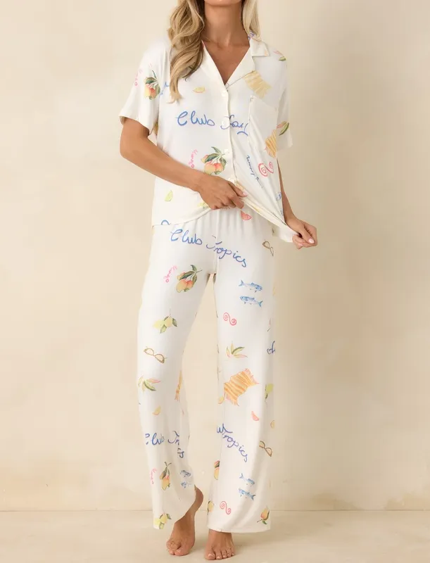 Beach Print Pajama Top