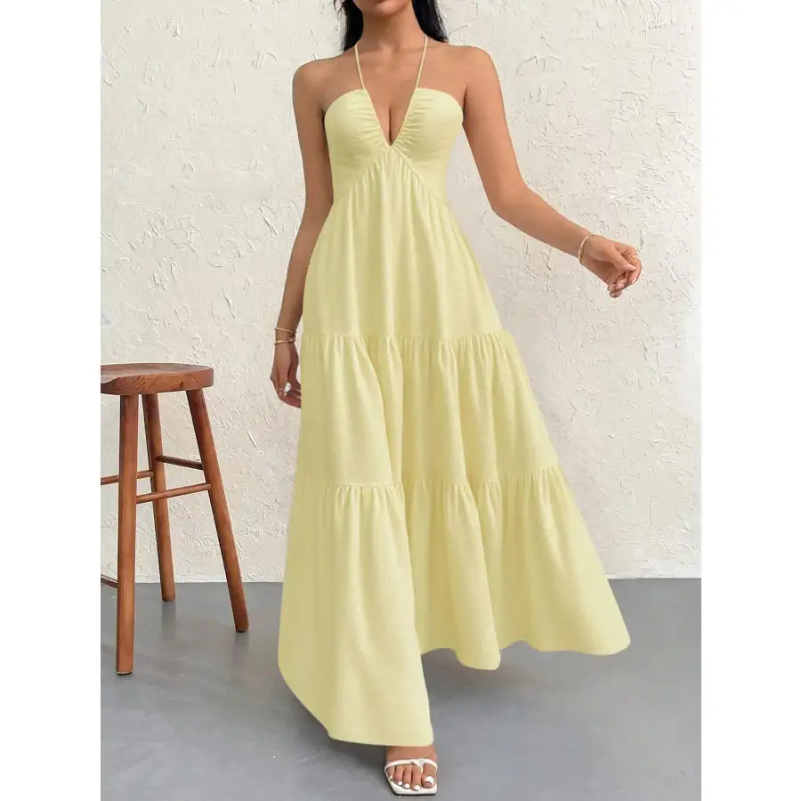Halter Neck Tiered Maxi Dress