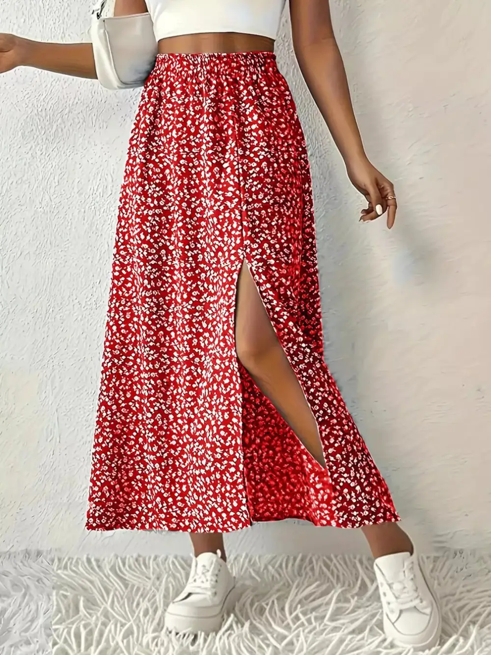 Wearable Printed Slit Detail Skirt
