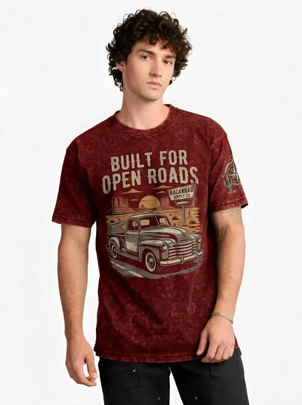 Men's Vintage Truck Open Road Desert Printed T-shirt